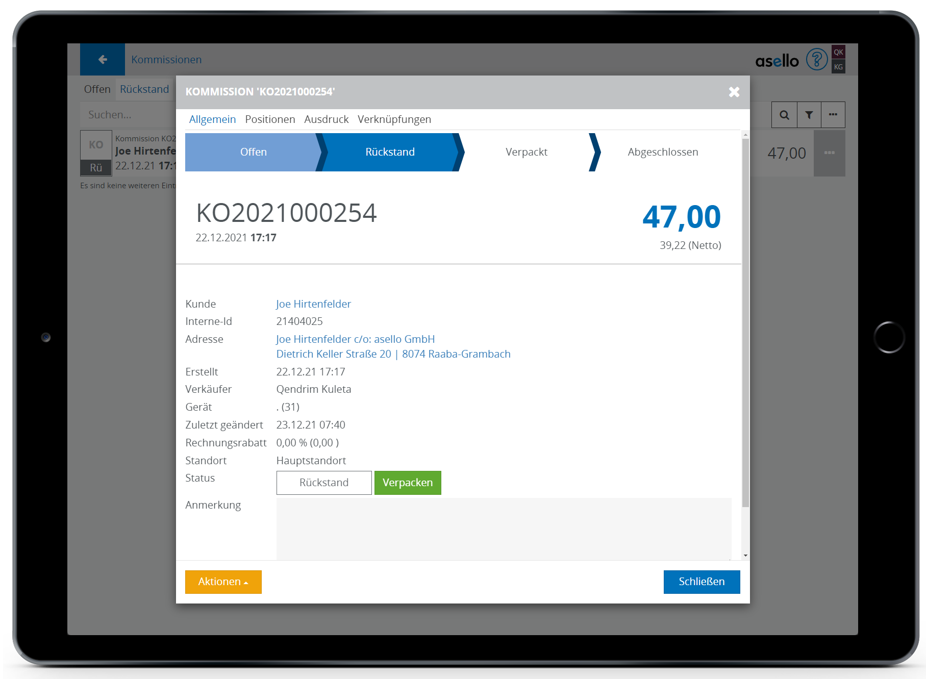 Rückstand auflösen